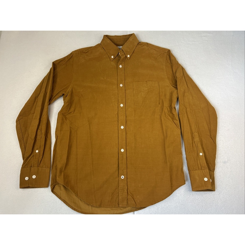 NN07 No Nationality Levon Button Up Shirt Mens M Corduroy Brown Long Sleeve 5723